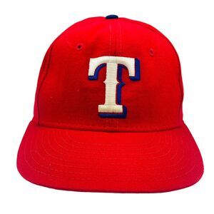 Vintage Texas Rangers New Era 5950 Fitted Hat Pro Model 100% Wool Size 6 7/8 USA